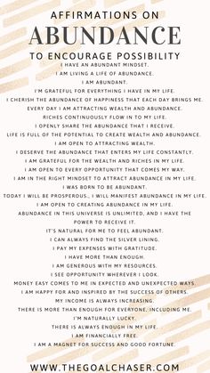 the affirmations on abundance to engage positivity