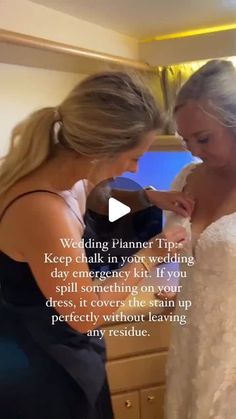 two women standing next to each other in front of a mirror with the words wedding planner tips