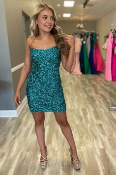 Sparkly Green Backless Spaghetti Straps Tight Short Homecoming Dress Homecoming Dress Tight, Homecoming Dresses Green, Backless Homecoming Dresses, Homecoming Dresses Sparkly, Homecoming Outfit, Homecoming Dress Short, Sequin Dress Short, Dress Display, Homecoming Outfits