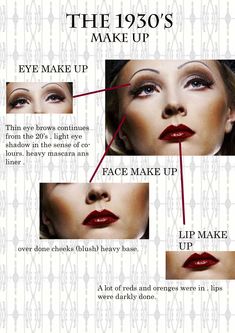 Looking for make-up inspiration that will make you stand out from the crowd? Re-create vintage glam with this step by step guide to get the classic 1930's look and you will feel like the biggest star of Hollywood golden era, such as  Jean Harlow and Ginger Rogers.  Café Society is in cinemas September 2. 1930’s Makeup, 1930 Makeup, Vintage Makeup 1920s, Makeup Notes, 30s Makeup, 1930s Makeup, 1940s Makeup, Barbie Hairstyles