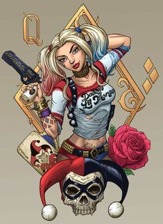 Harley Quinn Kunst, Arley Queen, Harley Tattoos, Harley Quinn Tattoo, Harley Quinn Drawing, Harley Quinn Quotes, Harley Quinn Artwork, Harley Quinn Comic