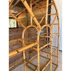 a wooden structure made out of bamboo sticks