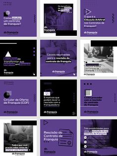 several different types of purple and black text on the same page, each with an individual's name