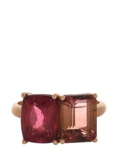 18kt rose gold tourmaline claw/prong setting emerald cut cushion cut cocktail band D-shape band Cushion Cut, Claw Prong, Irene Neuwirth, Pink Ring, Fine Rings, Cocktail Ring, Pink Tourmaline, Cocktail Rings, Emerald Cut