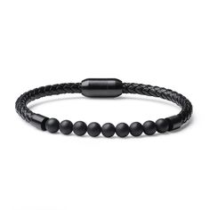 PRICES MAY VARY. Material Excellence: Mens leather bracelet crafted from 5mm genuine cowhide leather for durability and a masculine aesthetic, paired with 6mm natural stone beads Stone Variety: Choose between matte black onyx beads that exude understated elegance, or the luminous AAA grade tiger's eye beads full of warmth and richness Customized Fit: Beads bracelet for men available in three sizes - S (7.87”/ 20cm), M (8.5”/ 21.5cm), and L (9”/ 23cm) - to accommodate wrist circumferences of 6.5” Black Mens Bracelet, Mens Wrist Accessories, Adjustable Black Leather Bracelet With Round Beads, Adjustable Black Leather Beaded Bracelets, Beads Bracelet For Men, Leather Bracelet For Men, Wrist Accessories, Genuine Leather Bracelet, Tiger Eye Beads