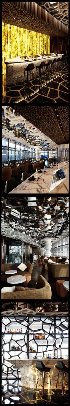 multiple images of different shapes and sizes of boats in a warehouse or boatyard with lights on the ceiling