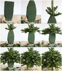 the process of making a pine tree in a vase