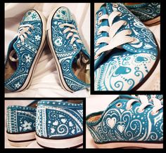 turquoise shoes + acrylic paint Patterned Converse, Custom Chucks, Fluffy Dresses, Shoe Art Designs, Doodle Shoes, Teal Converse, Sharpie Shoes, Turquoise Shoes, Random Doodles