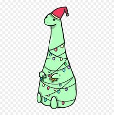 a green dinosaur with a christmas tree on its back