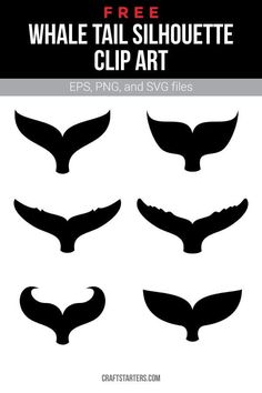 the whale tail silhouette clip art is shown in black and white, with text that reads free