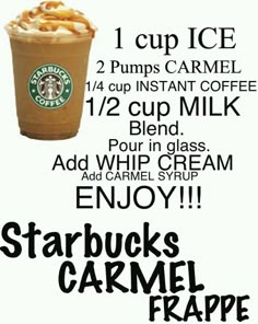 starbucks caramel frappe poster with instructions