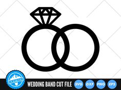 two wedding rings with diamond on each side svt file for cutting files, eps and png