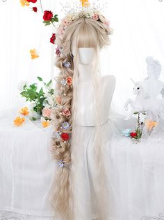 Retro Elegant Super Long Curly Classic Lolita Wigs Harajuku Wigs Long, Nature Costume, Mother Nature Costume, Harajuku Wigs, Korean Hairstyles, Kawaii Wigs, Long Hair Wigs, Really Long Hair, Classic Lolita