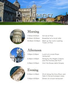 a flyer for an event with pictures of the pisa cathedral and other architectural buildings in italy