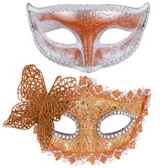 PRICES MAY VARY. Package includes - 2 pcs masquerade masks for couples, the orange plastic with lace edge masquerade mask for men, the orange glitter plastic masquerade mask for women with rhinestone and butterfly decor Premium material - SIQUK couples masquerade masks are made of strong, durable and lightweight plastic, no extra glue and no discoloration, the masquerade mask can be molded easily to the face contours of the wearers One size fits most - the masquerade masks are attached with blac Couples Masquerade Masks, Mens Masquerade Mask, Rhinestone Halloween, Mardi Gras Outfits, Party Mask, Masquerade Masks, Butterfly Decor, Mardi Gras Mask, Orange Glitter