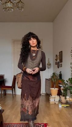 emerita on Instagram: "week in outfits" New Age Aesthetic Outfit, Whimsical Academia Outfits, Autumn Whimsigoth Outfits, Fall Hippy Outfits, Earthy Toned Outfits, Earthy Witch Outfits, Whimsy Goth Clothes, Whimsigoth Office Outfit, Maximalism Fashion Aesthetic