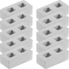 six white cinder blocks stacked on top of each other