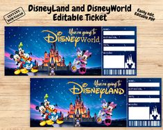 disneyland and disney world printable ticket