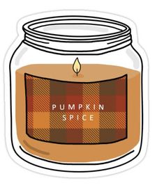 a pumpkin spice jar sticker with the words pumpkin spice on it's side