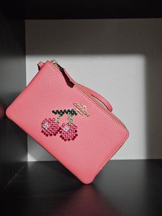 This one of a kind Coach double zip wristlet is custom done with over 90 Swarovski crystals with a cute double cherry. Sling Bags, Cross Body Handbags, Purses And Handbags, Swarovski Crystals, Etsy Accessories, Cherry, Bathing Beauties, Electronic Accessories, Purses And Bags