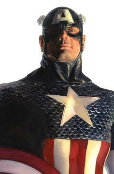 a painting of captain america with an american flag on his chest