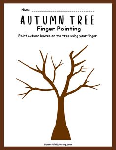 an autumn tree finger painting activity for kids