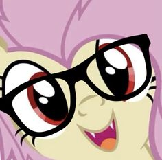 a close up of a pink pony with glasses