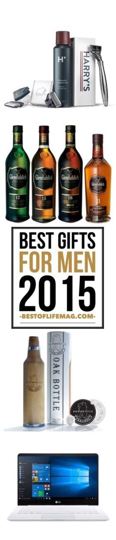 the best gifts for men in 2015 are on display with bottles and other items around them