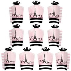 pink and black french themed uniforms with the eiffel tower in paris on them