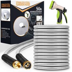 the ultimate garden hose bundle includes 50 feet of flexible hoses and an inflatable sprayer