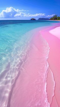 pink sand and water on the beach