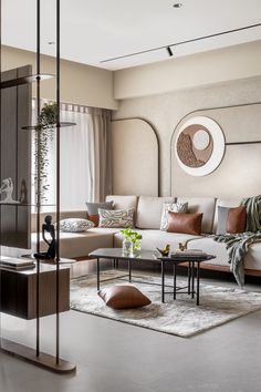 a living room filled with furniture and decor