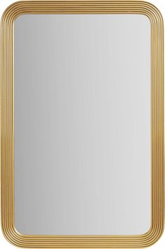 a square gold framed mirror on a white background with an empty space in the middle