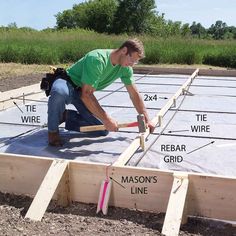 a man is working on building a house