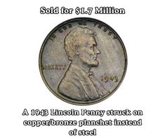 the lincoln penny struck on copper is sold for $ 1 7 million