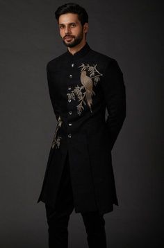 Bride Father Outfit, Black Sherwani Men, India Fashion Men