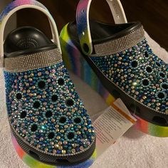 New Custom Bling Crocs Bling Crocs, Shoes Crocs, Custom Bling, Women's Crocs, Crocs Shoes, Mule Clogs, Mules Shoes, Clogs, Color Blue