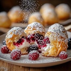 Cream and Berry-Filled Pastry Balls - cooking art Pastry Balls Desserts, Berries And Cream Pastry, Irresistible Cream And Berry-filled Pastry Balls, Christmas Desserts Fancy Individual, Cream And Berry Pastry Balls, Puff Pastry Fall Dessert, Cream And Berry Filled Pastry Balls, Paris Brest Recipes, Puff Pastry Christmas Desserts