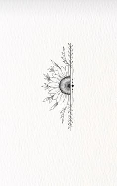 two sunflowers are shown in black and white ink on the left side of a paper