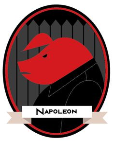 a red and black logo with the word napolen on it's side