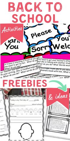 back to school activities and freebies for the students in their classroom, including an image of