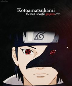 an anime character with red eyes and a black bird on his head, in front of a dark background