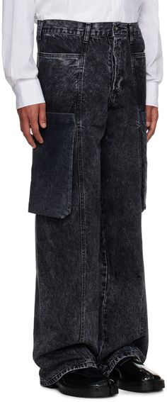 Non-stretch denim cargo pants. Fading throughout. · Paneled construction · Belt loops · Two-pocket styling · Button-fly · Patch pocket at outseams Supplier color: Dark grey Wed Leg, Denim Cargo Pants, Denim Cargo, Acid Wash Denim, Acid Wash, Denim Wash, Denim Women, Cargo Pants, Stretch Denim