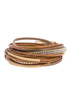 - Leather and faux leather glass beaded and metal embellished multi-strand bracelet Double Wrap Bracelet, Multi Strand Bracelet, Wide Bracelet, Copper Tubing, Strand Bracelet, Leather Wrap Bracelet, Keep Jewelry, Magnetic Clasp, Boho Bracelets