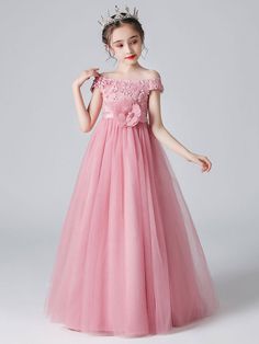 Princess Dress Girl, Pink Frocks For Kids, Amber Clothes, Gown For Children, Princess Dresses For Girls, Pink Dresses For Kids, Princess Frocks, Affordable Flower Girl Dresses, Gowns For Kids