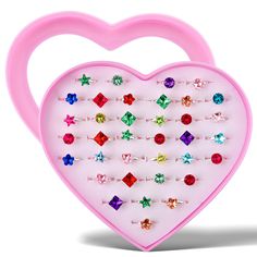 PRICES MAY VARY. 【Package】Includes 36 cute little girls jewelry rings in a box, featuring various styles that will excite and captivate little girls. 【Durable and Stylish】Crafted with high-quality resin and metal, our rings are safe, skin-friendly, and easy to maintain. They are perfect for princess dress-up and pretend play, offering lasting enjoyment. 【Unique Design】Each ring showcases a vibrant color and adorable design. Our collection of rings ensures that your favorite princess can mix and Kids Pretend Play, Pink Gift Box, Princess Dress Up, Jewels Rings, Gem Ring, Cute Rings, Pink Ring, Girls Jewelry, Pretend Play