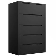 a black dresser with five drawers on top