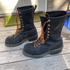 Slightly Used (For About 2 Weeks)- Mens Sz 8.5 My Stepdad Tried Them And Didn’t Like Them So I’m Trying To Help Him Get Rid Of Them:( “Lineman” - Dri-Line Style Will Clean Upon Shipping Original Price Paid: $415 Lumberjack Boots, Worker Boots, Work Boot, Lumberjack, Boots Shoes, Boots Black, Work Boots, Black Boots, Shoes Mens