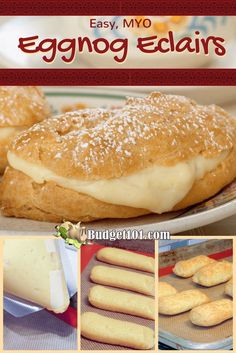 an eggnog eclair recipe is shown here