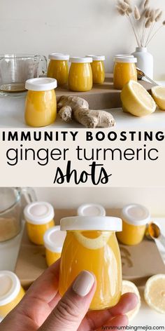 Immunity Boosting Ginger Turmeric Shots | Lynn Mumbing Mejia Shot Recipes, Ginger Tumeric, Ginger Shot Recipe, Turmeric Shots, Blender Smoothie, Wellness Shots, Ginger Turmeric, Healthy Drinks Recipes